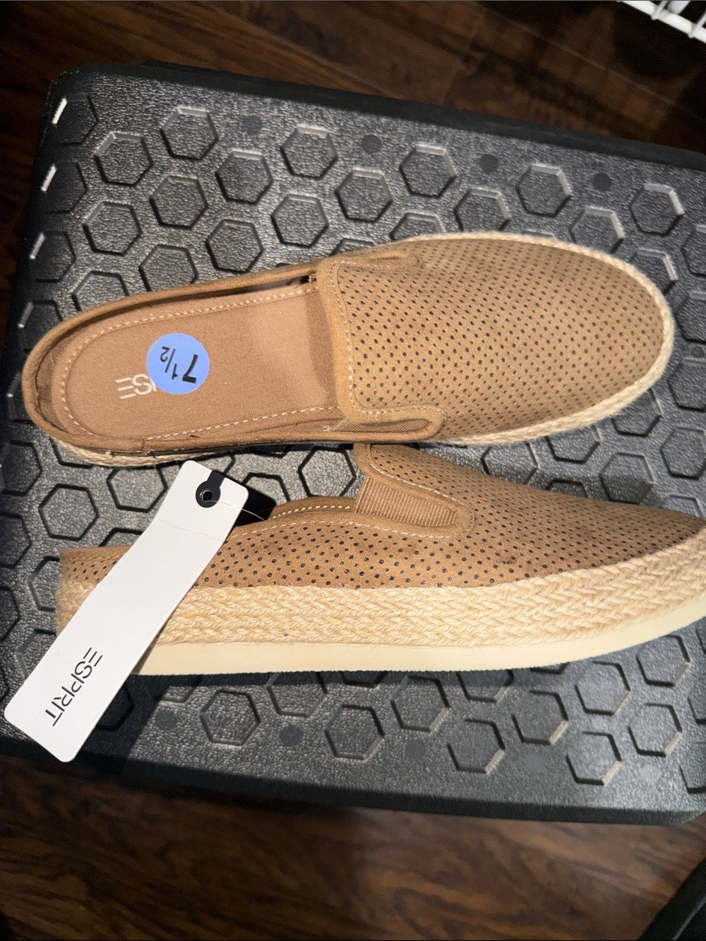 Esprit Tan Perforated Slip-On Loafers